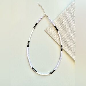 Handmade Jewerly with Purple Black Seed Beads Choker Necklace with Extension